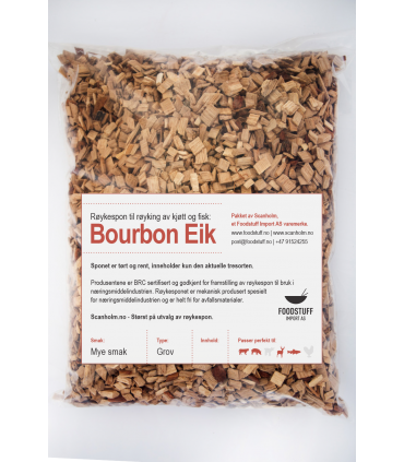 FUMY Røykespon, Røykflis av Bourbon Eik, 3Liter. Grov Størrelse.