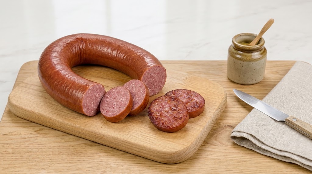 Slik lager du kjøttpølse i svinetarm