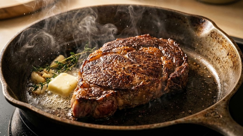 Perfekt stekt biff i jernpanne